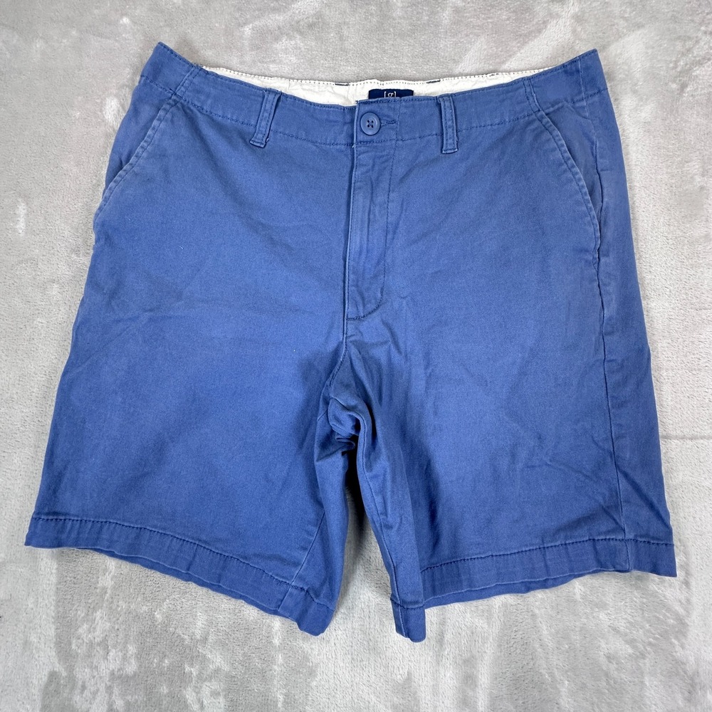 George Chino Shorts Mens 32 Royal Blue Cotton Stretch Flat Front Mid Rise Casual